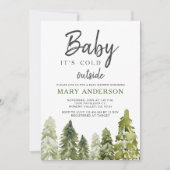 Pine Trees Winter Baby shower Kaart (Voorkant)