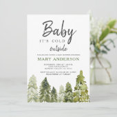 Pine Trees Winter Baby shower Kaart (Staand voorkant)