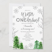 Pine Trees Winter ONEderland Eerste Verjaardag Uit Kaart (Voorkant)