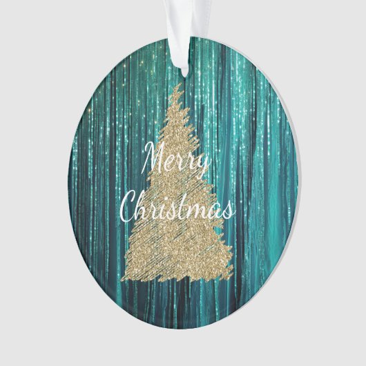 Pine turquoise Vert Tinsel Or Noël Arbre (devant)