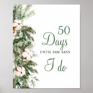 Pine Winter 50 dagen tot ik bruiloftsshower bord Poster