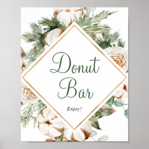 Pine Winter Donut Bar Bruiloftssalon Bord Poster