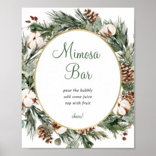Pine Winter Mimosa Bar Bruiloft Borrel Bord Poster