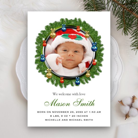 Pine Wire Photo Faire-part de naissance de Noël