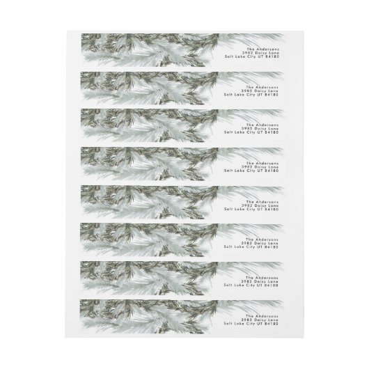 Pine Wreate kerstomloop rond adreslabel (Vel)