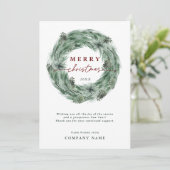 Pine Wreath Joyeuse carte de Noël avec code QR (Debout devant)