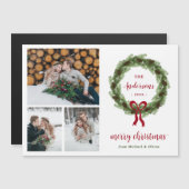 Pine Wreath Joyeux Carte photo magnétique de Noël (Devant / Derrière)