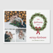Pine Wreath Joyeux Carte photo magnétique de Noël (Devant)