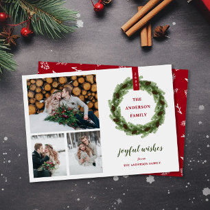 Pine Wreath Joyful wil 3 Foto Feestdagenkaart