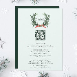 Pine Wreath Wedding QR Code Details Mint Green Informatiekaartje