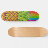 Pineappel Crown Gold Rainbow Glitter Sparkles Skateboard (Horizontaal)