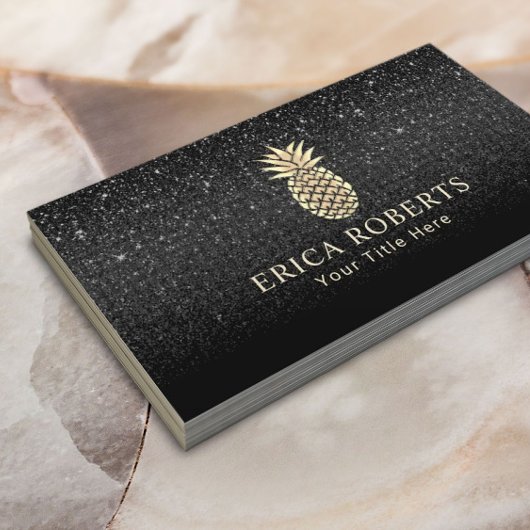 Pineappel Gold Logo Modern Black Glitter Visitekaartje