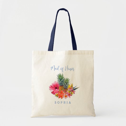 Pineappel Hibiscus Hawaiian Maid of Honor Bag Tote Bag (Voorkant)