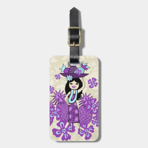 Pineappel Luau Hawaiian Hula Girl Duo Hoesjes Bagagelabel