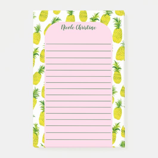 Pineappel Party Patroon PIONISEREN IT-Waterverf AA Post-it® Notes (Voorkant)