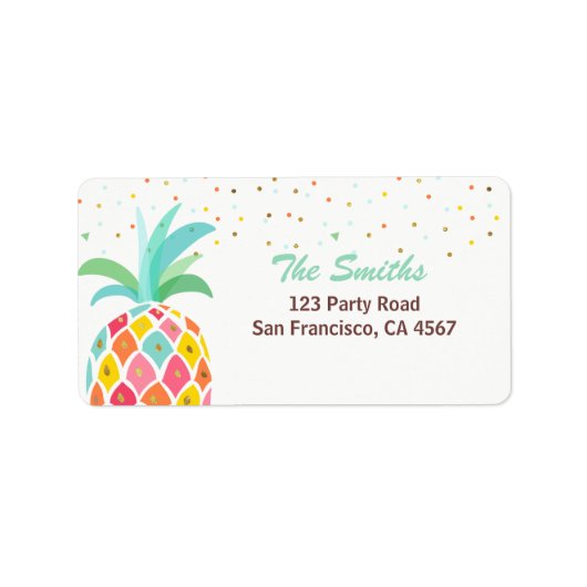 Pineappel Return Address Label Tropical Aloha Luau (Voorkant)