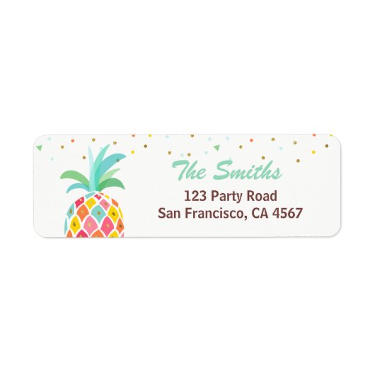 Pineappel Return Address Label Tropical Aloha Luau (Voorkant)