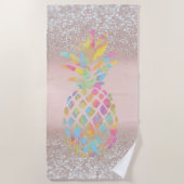 Pineappel Tropical Glitter Bokeh Strandlaken (Voorkant)