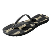 Pineappel Tropical Gold Black Pattern Teenslippers (Schuin)