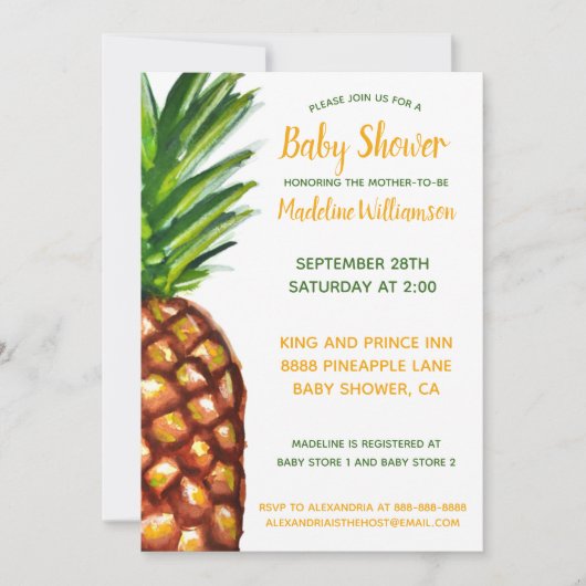Pineappel tropisch Baby shower Kaart (Voorkant)
