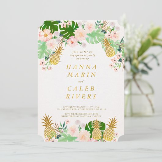 Pineappel tropisch Verloving Kaart (Staand voorkant)