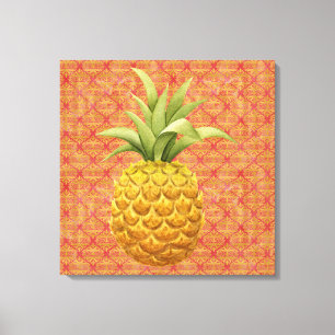 Pineappel Waterverf Vet omlijnd canvas afdrukken