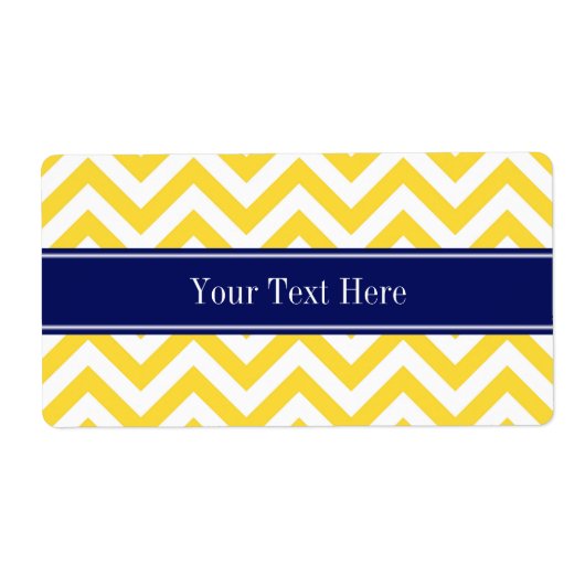Pineappel White LG Chevron Navy Blue Name Monogram Etiket (Voorkant)