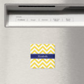 Pineappel White LG Chevron Navy Blue Name Monogram Magneet (Insitu (Vaatwasser))