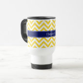 Pineappel White LG Chevron Navy Blue Name Monogram Reisbeker (Voorkant links)