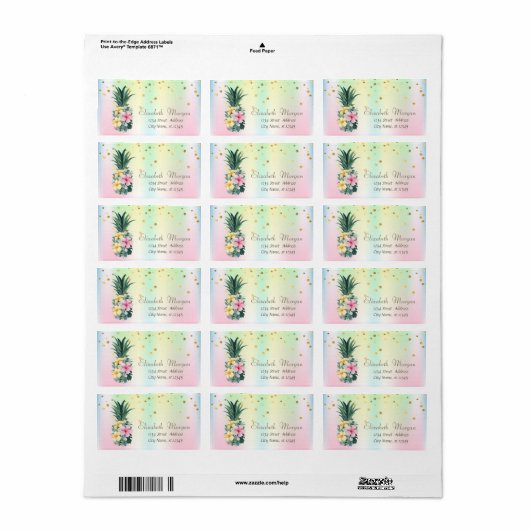 Pineappelbloemen Confetti Holografische Iridescent Etiket (Full Sheet)