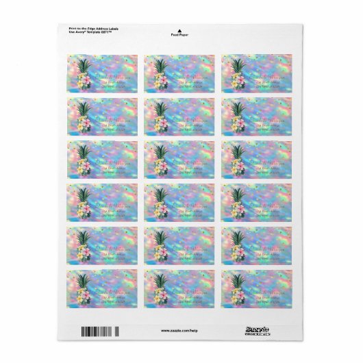 Pineappelbloemen Stippen Holografisch Iridescent O Etiket (Full Sheet)