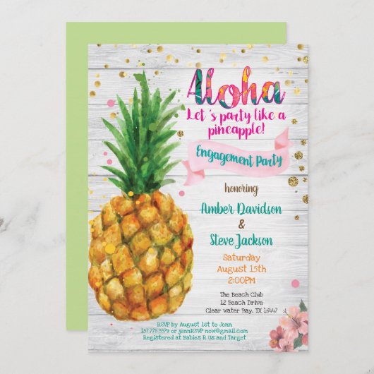 Pineappelgesprek op uitnodiging tropisch (Voorkant / Achterkant)