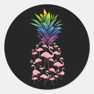 Pineappelliefde voor Cute en Lovely Pink Flamingo  Ronde Sticker