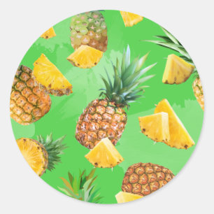 Pineappelpatroon 6 ronde sticker