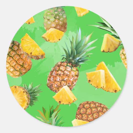 Pineappelpatroon 6 ronde sticker (Voorkant)