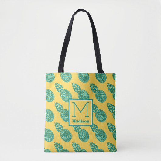Pineappelpatroon | Monogram Tote Bag (Voorkant)
