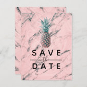 Pineappelroze marmer Modern Sparen de Datum Aankondigingskaart (Voorkant / Achterkant)