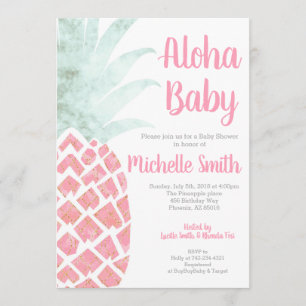 Pineapple Aloha Summer Tropical Fruit Baby shower Kaart