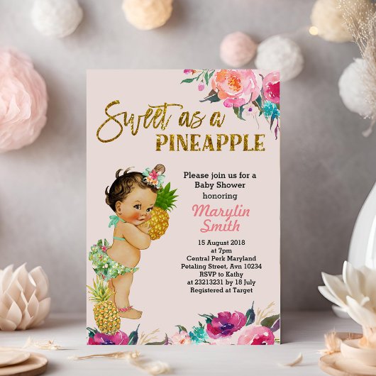 Pineapple Baby shower Invitation Tropical Kaart