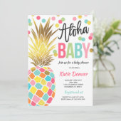 Pineapple Baby shower Invitation Tropical Shower Kaart (Staand voorkant)