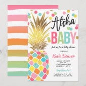 Pineapple Baby shower Invitation Tropical Shower Kaart (Voorkant / Achterkant)