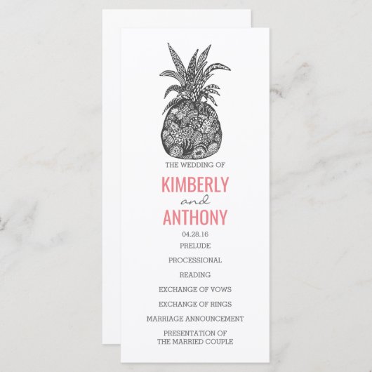 Pineapple Beach Programmes de mariage (Devant / Derrière)