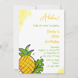 Pineapple birthday party invitation template kaart