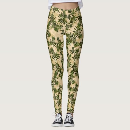 Pineapple Camo Hawaiian Tropisch Leggings (Voorkant)