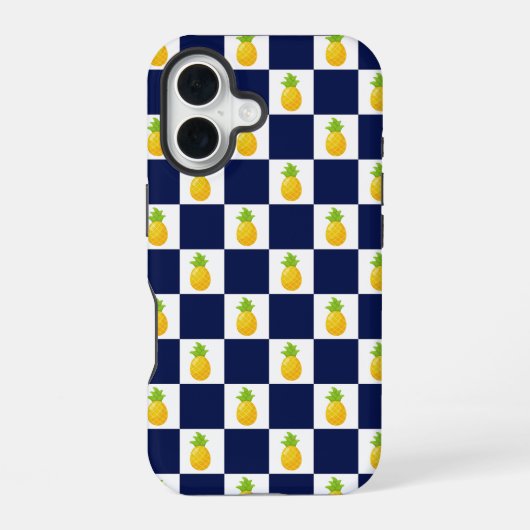 Pineapple Checkered iPhone Case iPhone 16 Hoesje (Achterkant)