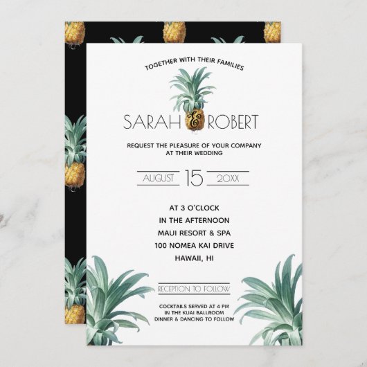 Pineapple Delight Wedding Kaart (Voorkant / Achterkant)