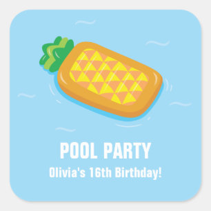 Pineapple Float Pool Verjaardagsfeest Stickers