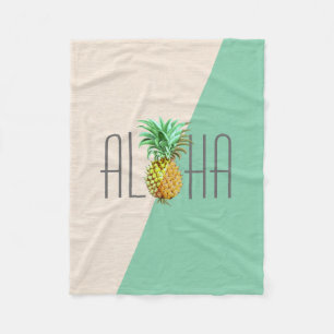 PineApple  Illustratie Aloha Tekst Fleece Deken