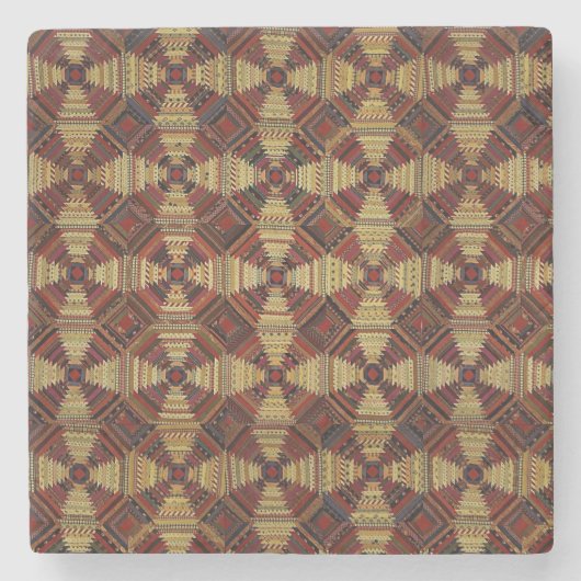 Pineapple Log Cabin Patchwork Ontwerp Stenen Onderzetter (Voorkant)