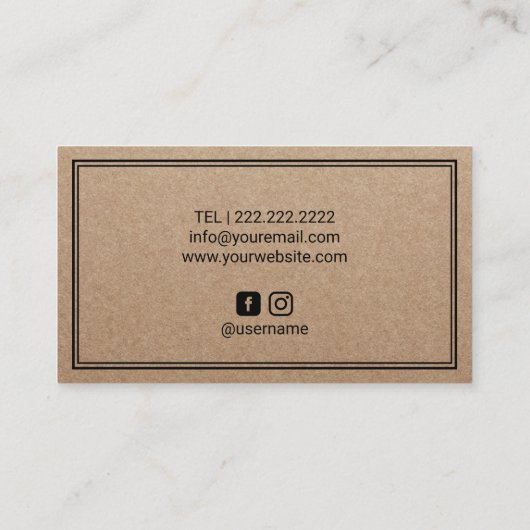 Pineapple Logo minimalistische rustieke kraft Visitekaartje (Achterkant)